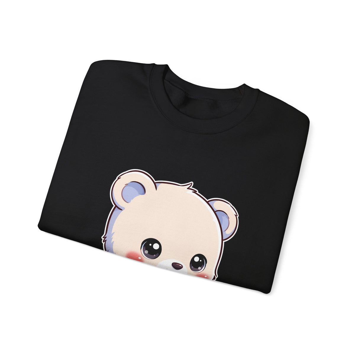 Kawaii Polar Bear Sweatshirt, Cute Sledding Cub Crewneck