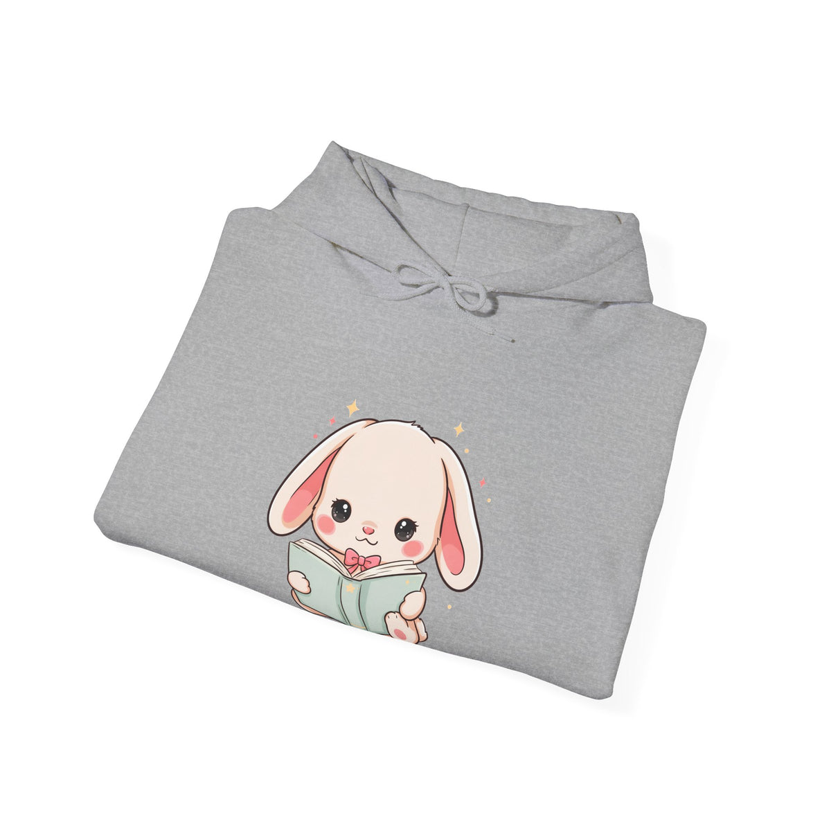 Kawaii Bunny Reading Hoodie for Book Lovers