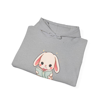 Kawaii Bunny Reading Hoodie for Book Lovers