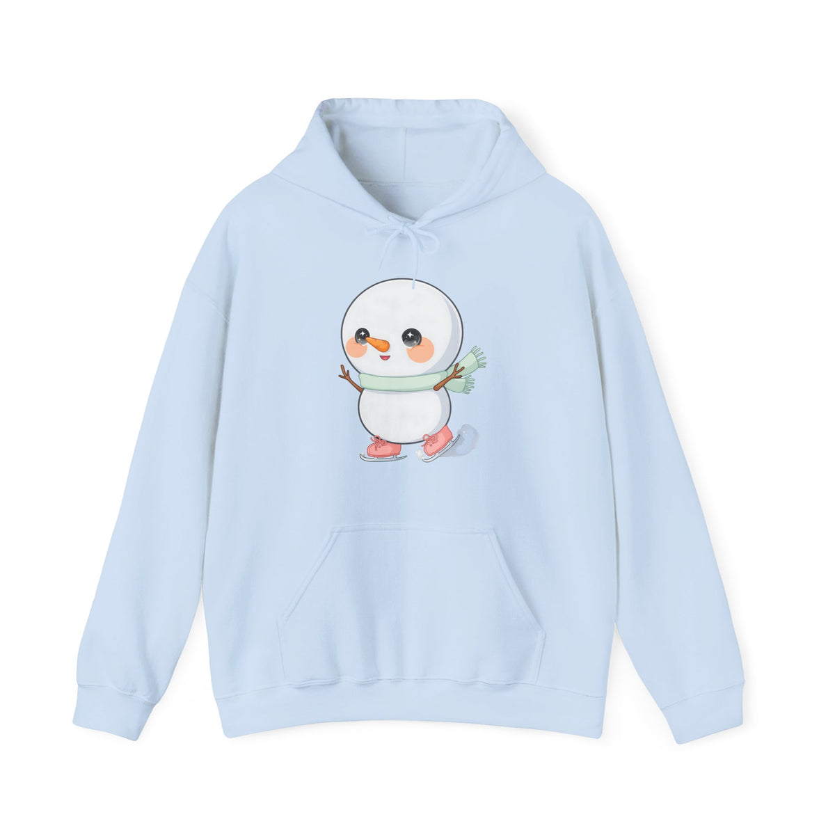 Kawaii Snowman Hoodie, Cute Ice Skating Winter Sweatshirt