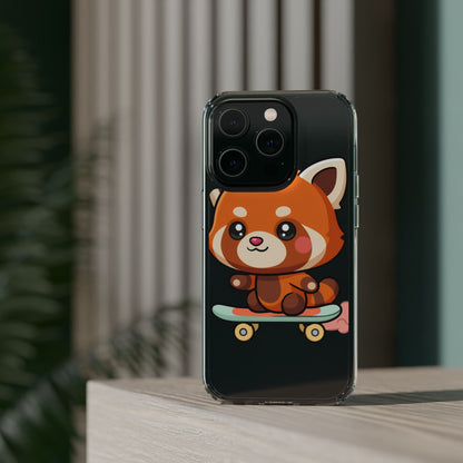 Red Panda Skateboard Phone Case, Cute Kawaii Style