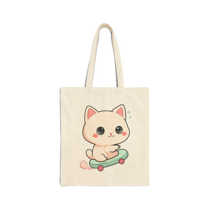 Kawaii Skateboard Cat Tote Bag for Cat Lovers
