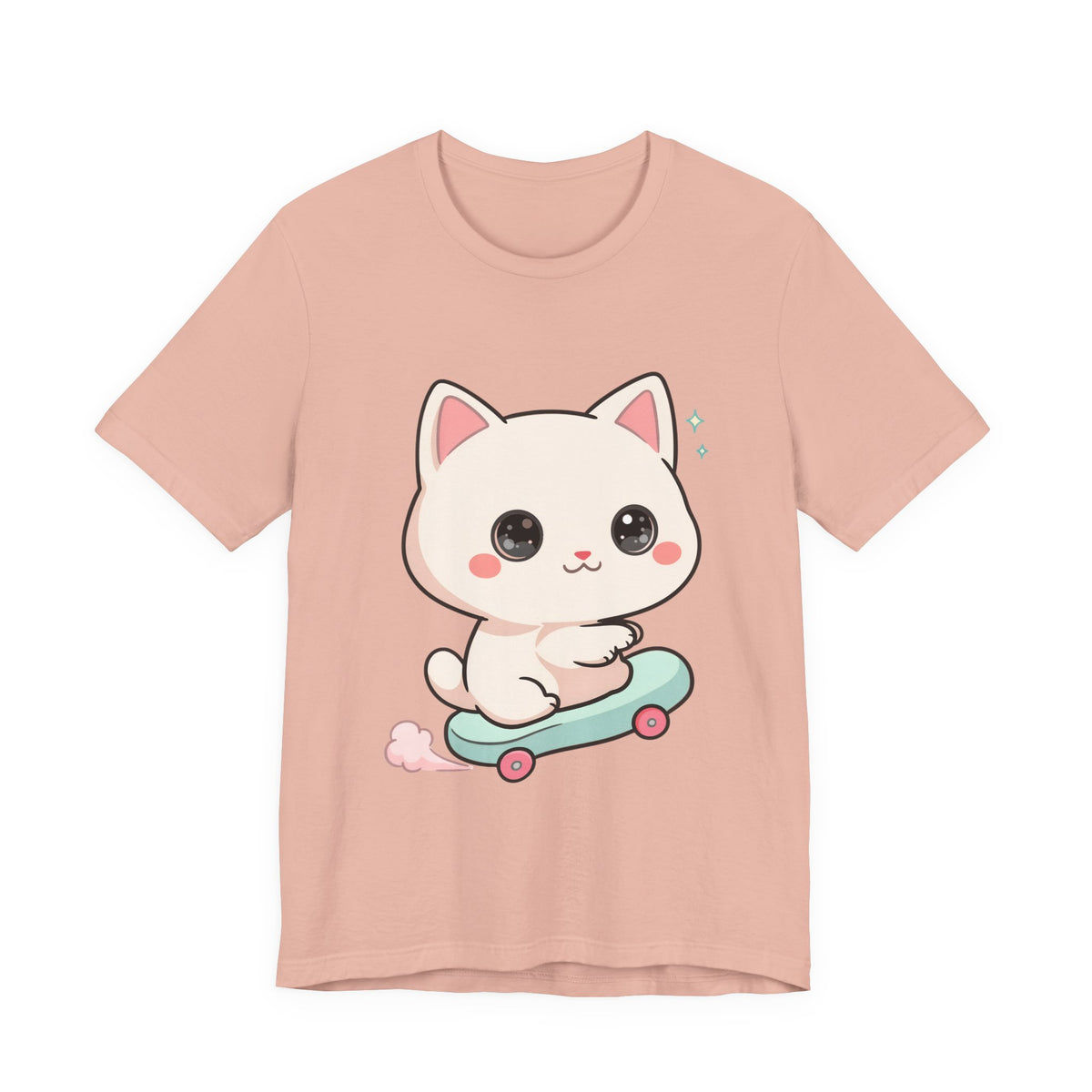 Kawaii Skateboarding Cat T-Shirt – Cute Chibi Kitty Tee
