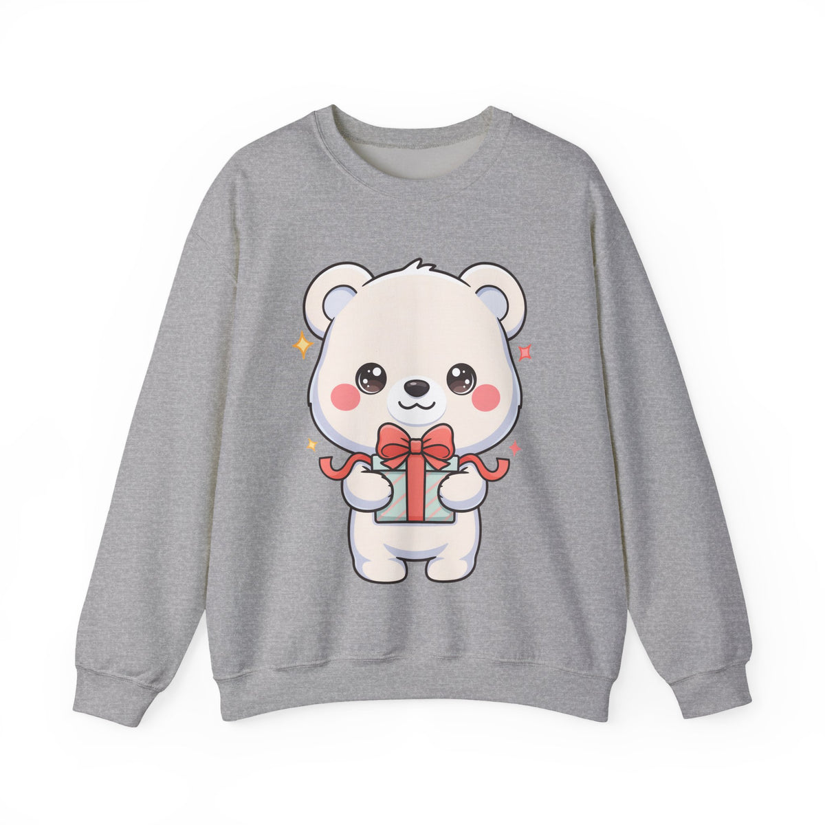 Kawaii Polar Bear Sweatshirt, Cute Gift-Giving Cub