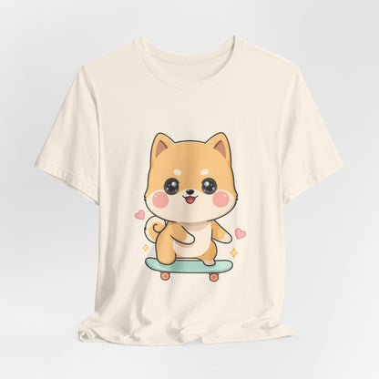 Kawaii Shiba Inu Skateboarder Tee for Dog Lovers