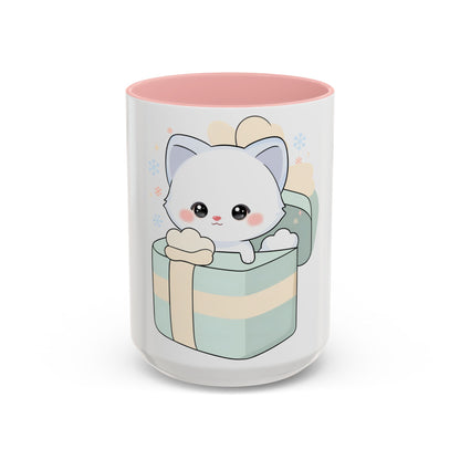 Kawaii Arctic Fox Mug, Cute Gift Box Accent Coffee Mug