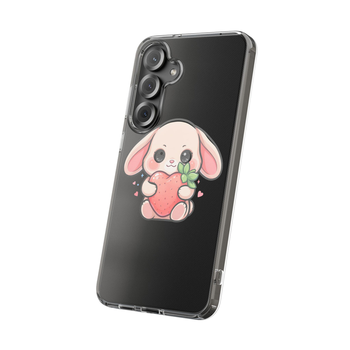 Kawaii Bunny Strawberry Phone Case, Clear Impact-Resistant