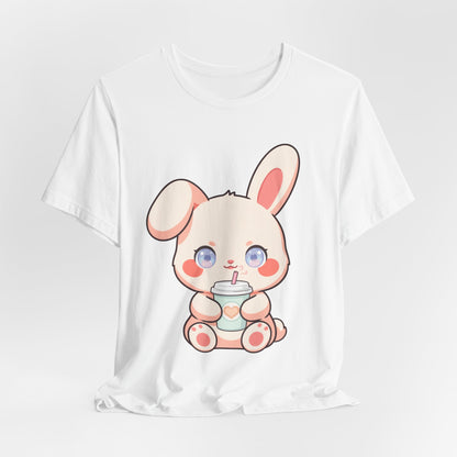 Kawaii Bunny Coffee T-Shirt: Cute Latte Lover Tee