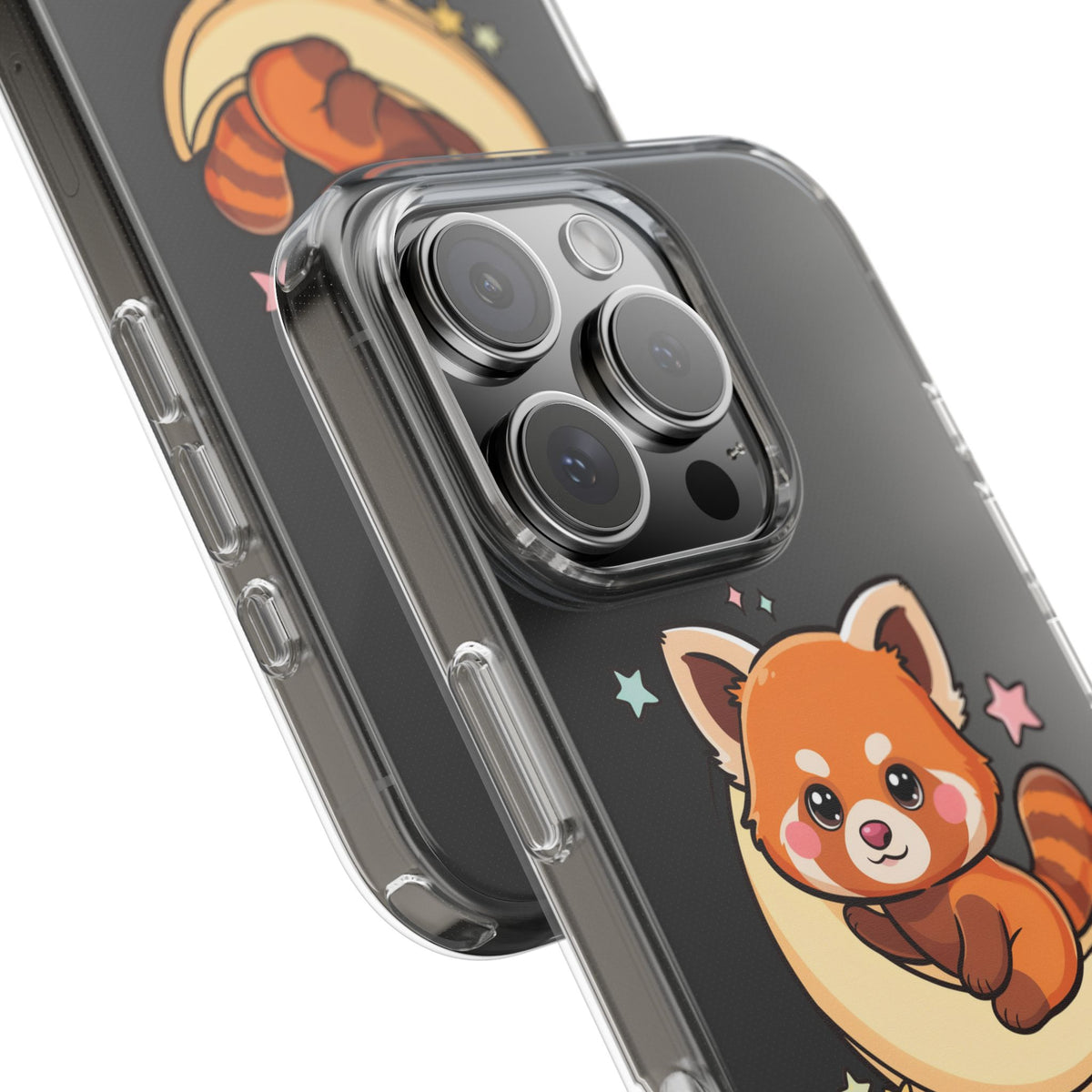 Red Panda Phone Case, Kawaii Moon Companion