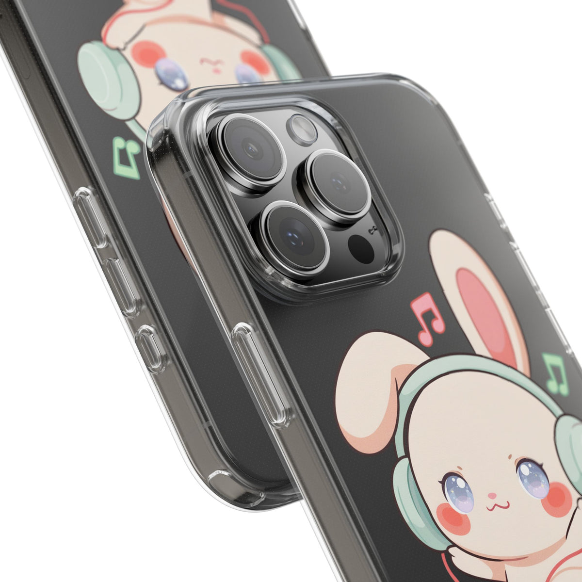 Kawaii Bunny Phone Case, Cute Music Lover Gift