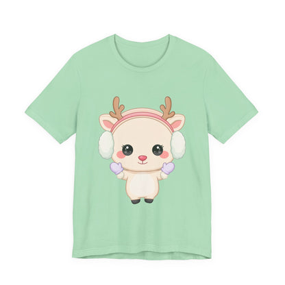 Kawaii Reindeer T-Shirt, Cute Winter Animal Tee