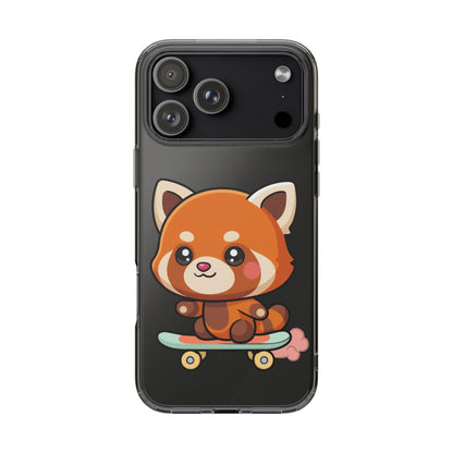 Red Panda Skateboard Phone Case, Cute Kawaii Style