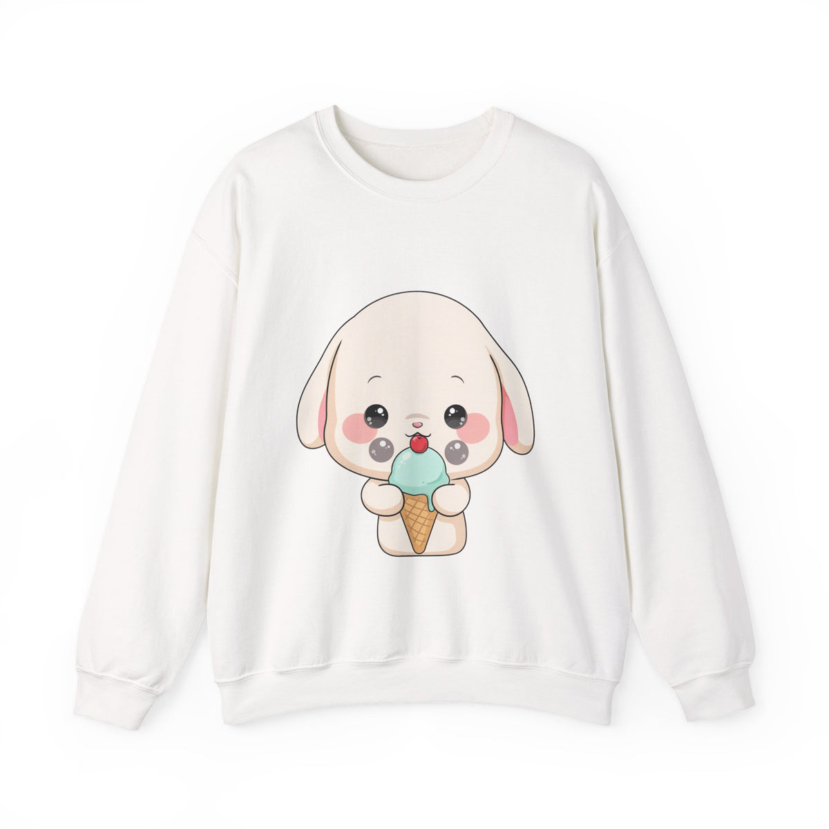 Kawaii Bunny Sweatshirt, Cute Ice Cream Chibi Rabbit