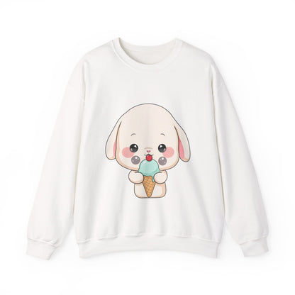 Kawaii Bunny Sweatshirt, Cute Ice Cream Chibi Rabbit