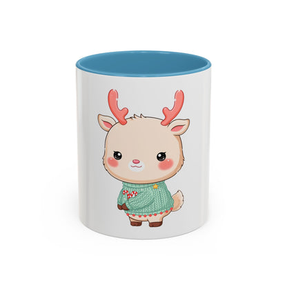 Kawaii Reindeer Christmas Mug – Cute Holiday Accent Coffee Mug