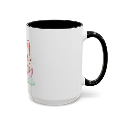 Kawaii Cat Moon Accent Coffee Mug, Cute Cat Lover Gift