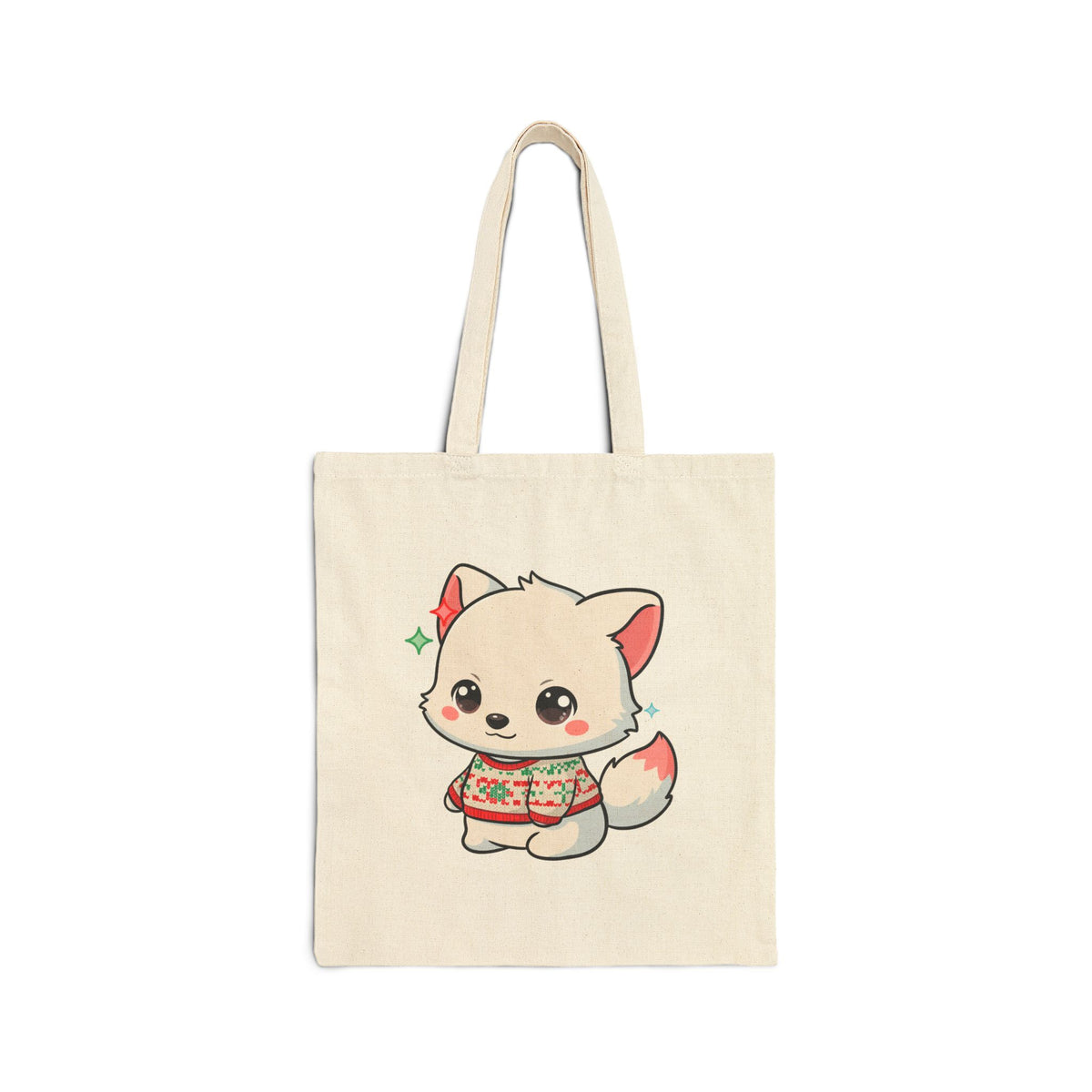 Kawaii Arctic Fox Christmas Tote Bag