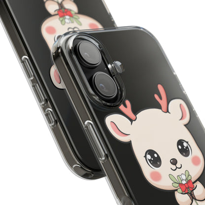 Kawaii Christmas Reindeer Clear Phone Case Gift