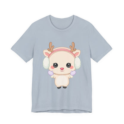 Kawaii Reindeer T-Shirt, Cute Winter Animal Tee