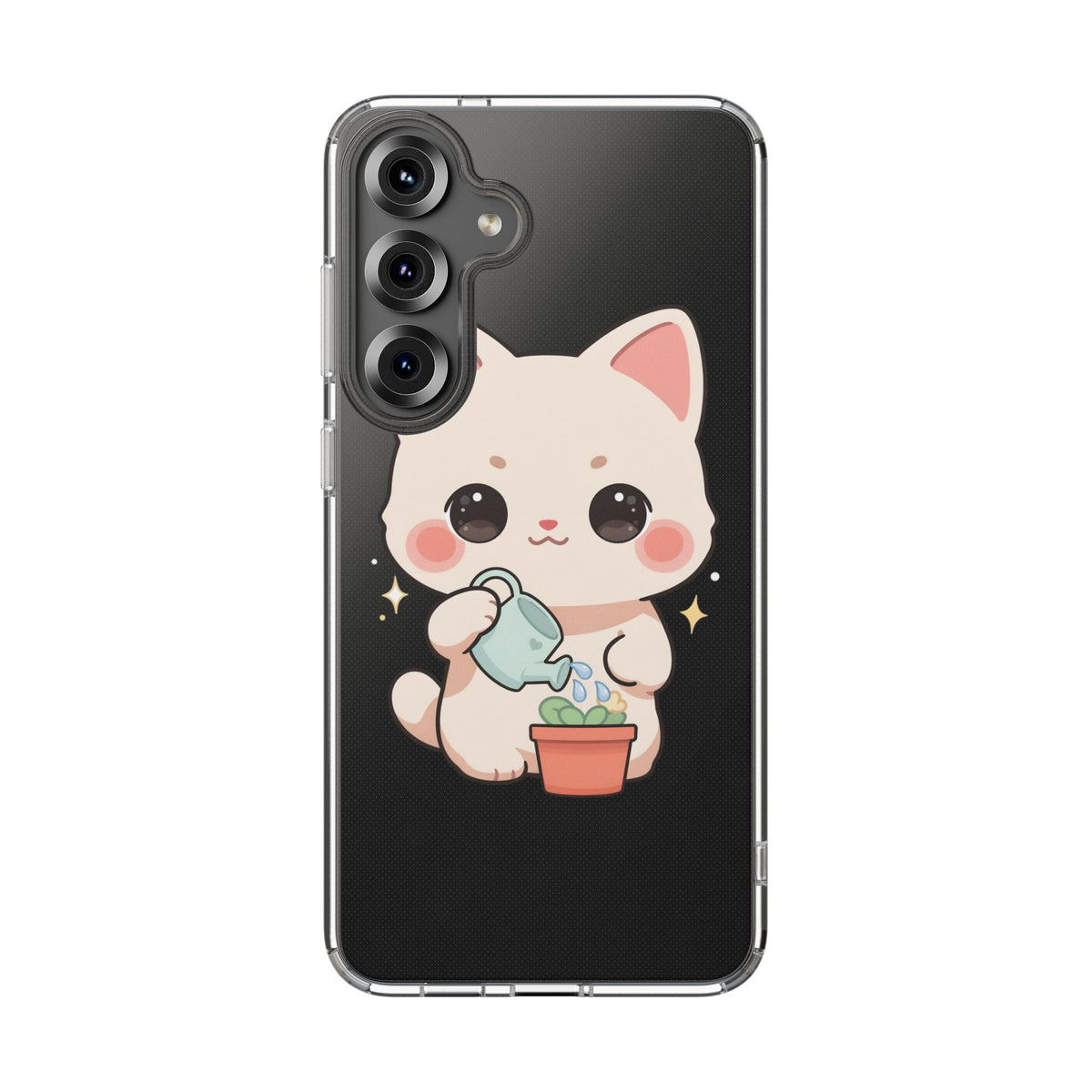 Kawaii Cat Phone Case, Cute Plant Lover Gift