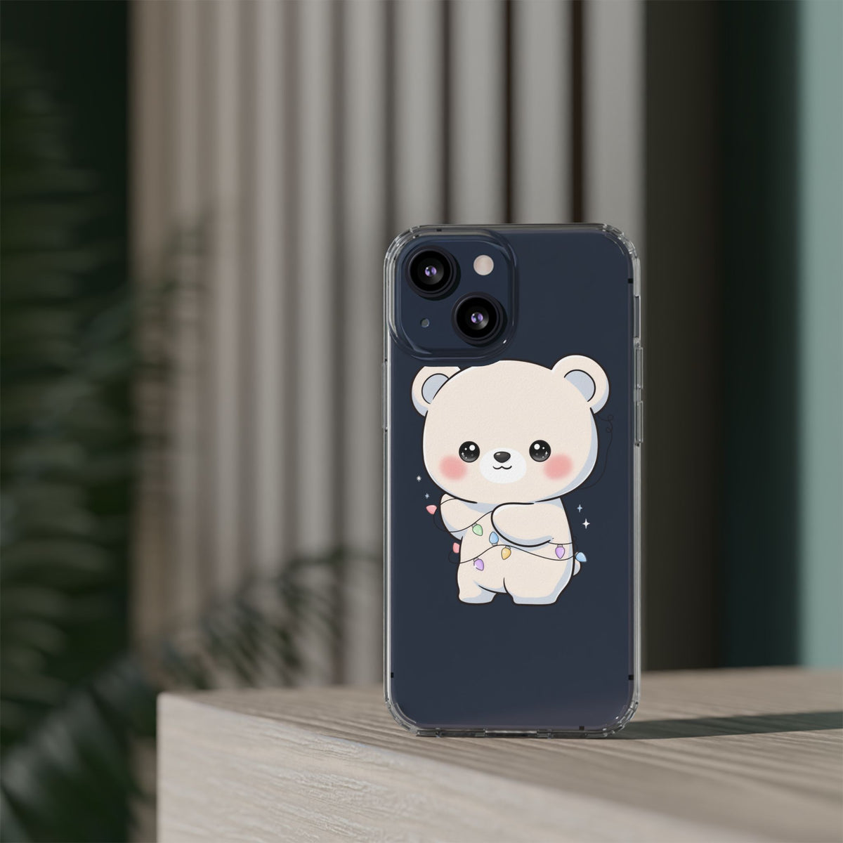 Kawaii Polar Bear Phone Case with Fairy Lights