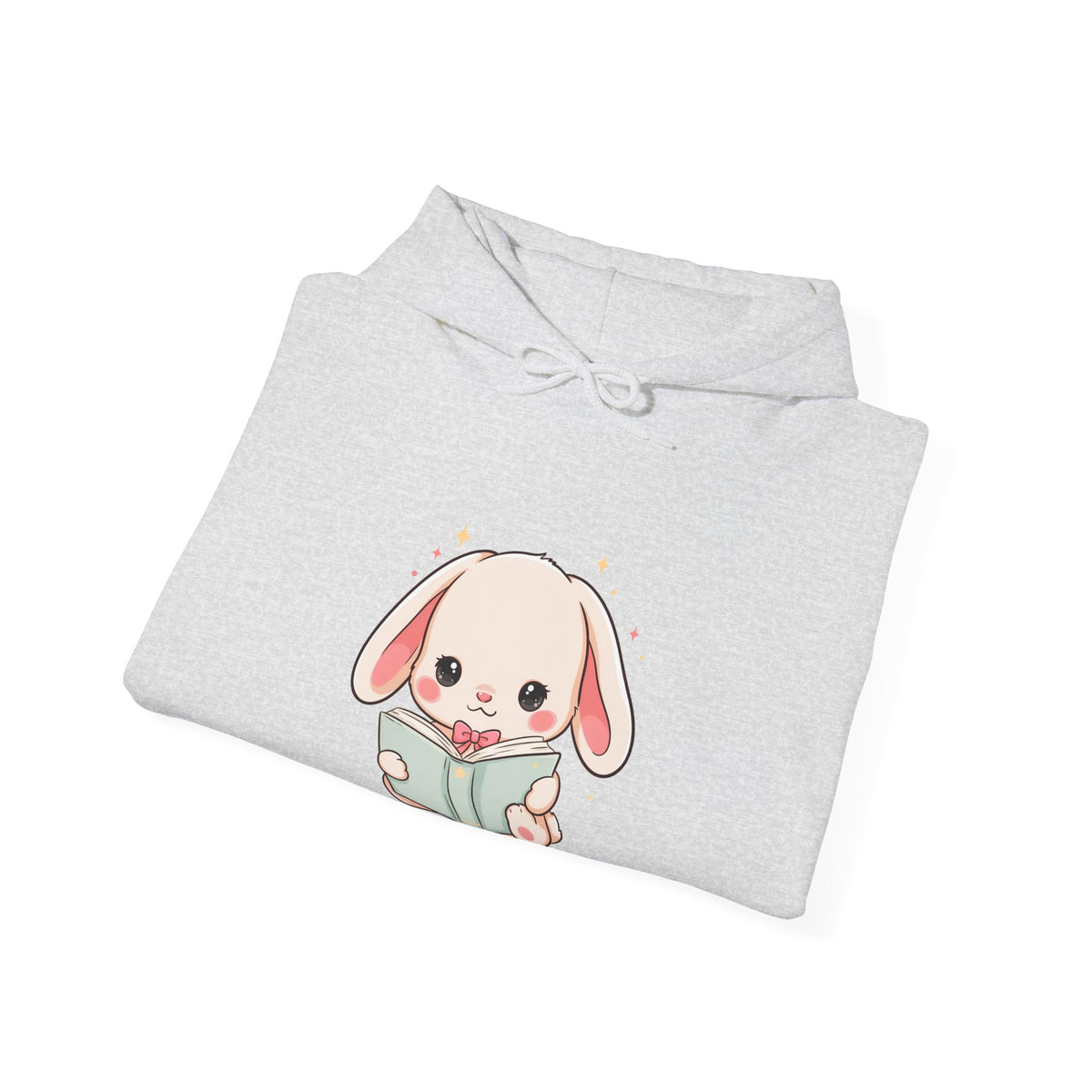 Kawaii Bunny Reading Hoodie for Book Lovers