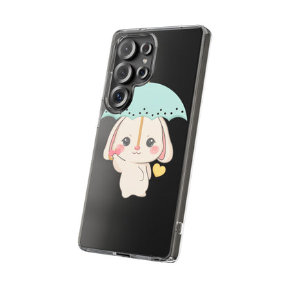 Kawaii Bunny Phone Case with Umbrella | Cute Clear Case