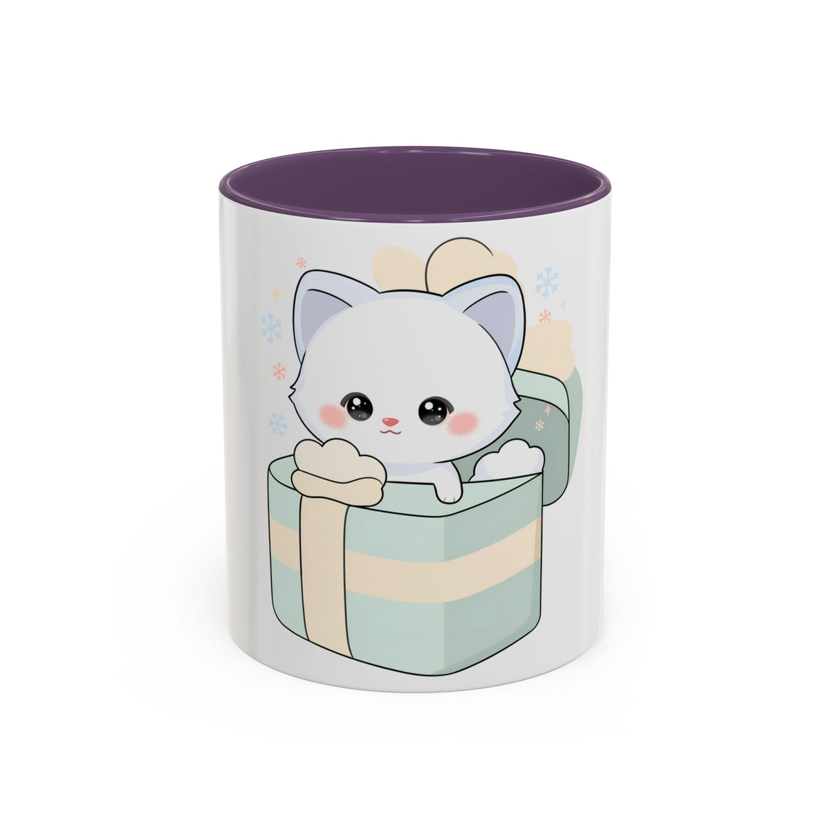 Kawaii Arctic Fox Mug, Cute Gift Box Accent Coffee Mug