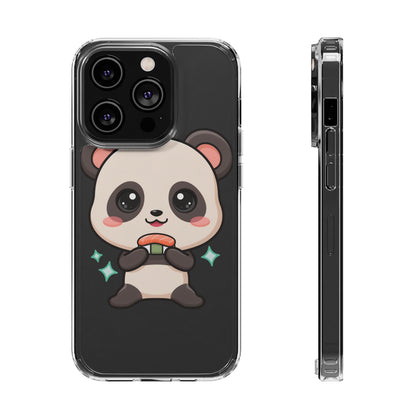 Kawaii Panda Sushi Phone Case, Clear Impact-Resistant Case