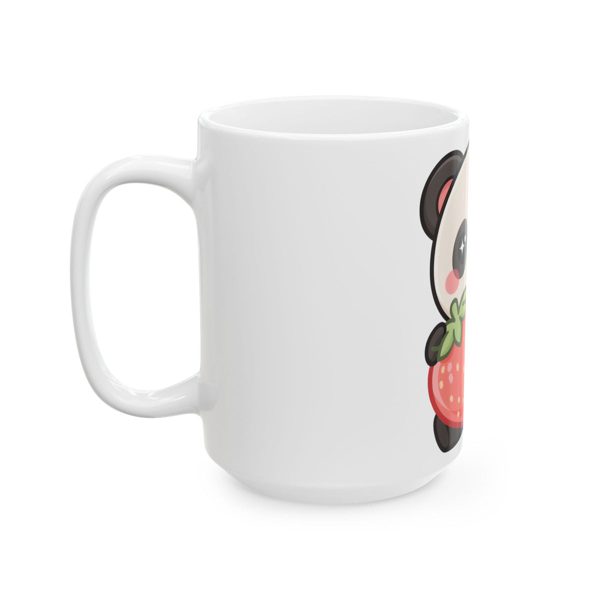 Kawaii Panda Mug with Strawberry | Cute Ceramic Mug