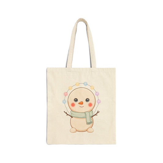 Kawaii Snowman Tote Bag for Cozy Winter Fans