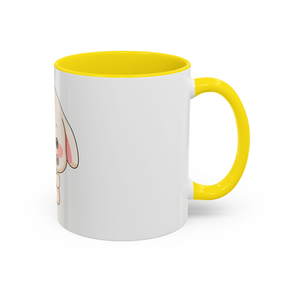 Kawaii Bunny Accent Coffee Mug, Cute Ice Cream Rabbit