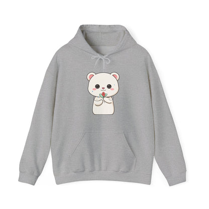 Kawaii Polar Bear Christmas Hoodie with Mistletoe