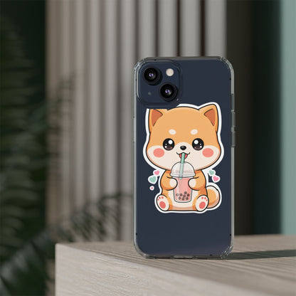 Kawaii Shiba Inu Phone Case for Bubble Tea Lovers