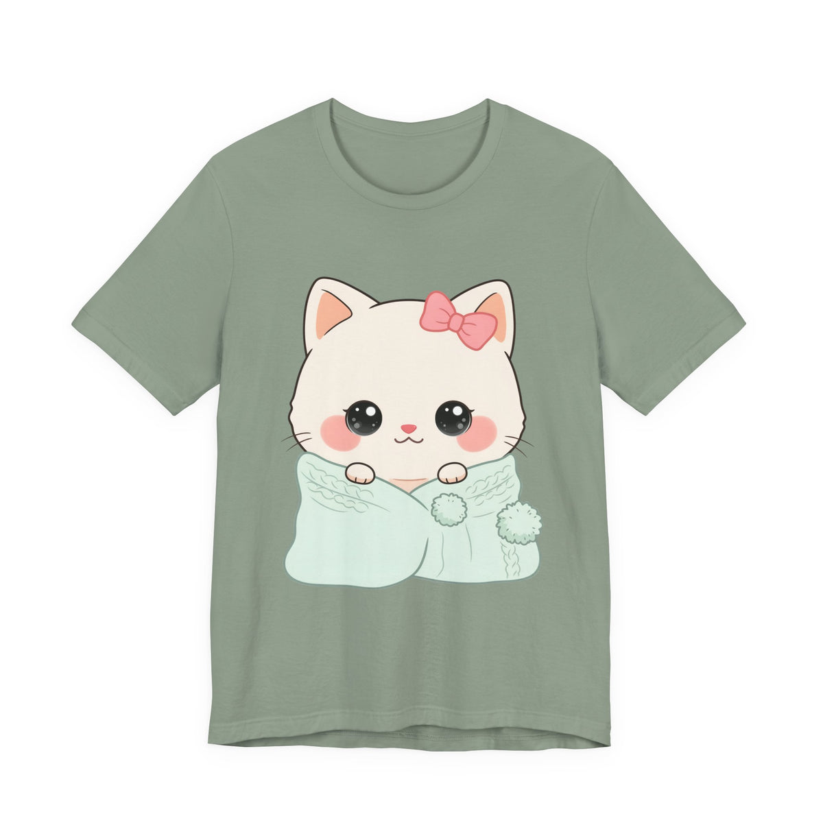 Kawaii Cat T-Shirt, Cozy Blanket Kitty for Cat Lovers
