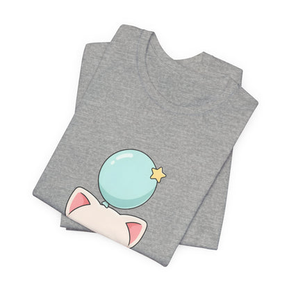 Kawaii Cat Balloon T-Shirt, Cute Chibi Kitty Tee