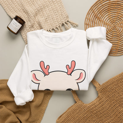 Kawaii Reindeer Sweatshirt, Cute Christmas Crewneck