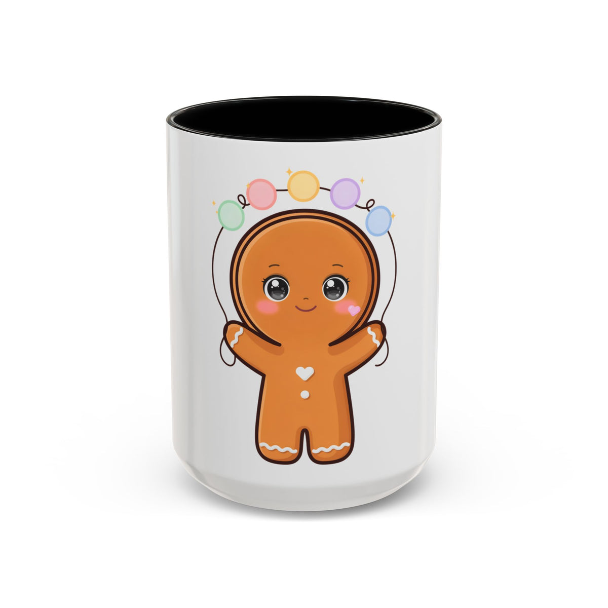 Gingerbread Man Accent Coffee Mug, Cute Kawaii Holiday Gift