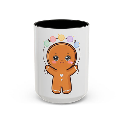 Gingerbread Man Accent Coffee Mug, Cute Kawaii Holiday Gift