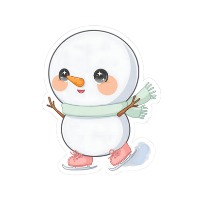 Kawaii Snowman Sticker, Cute Ice Skating Winter Decor