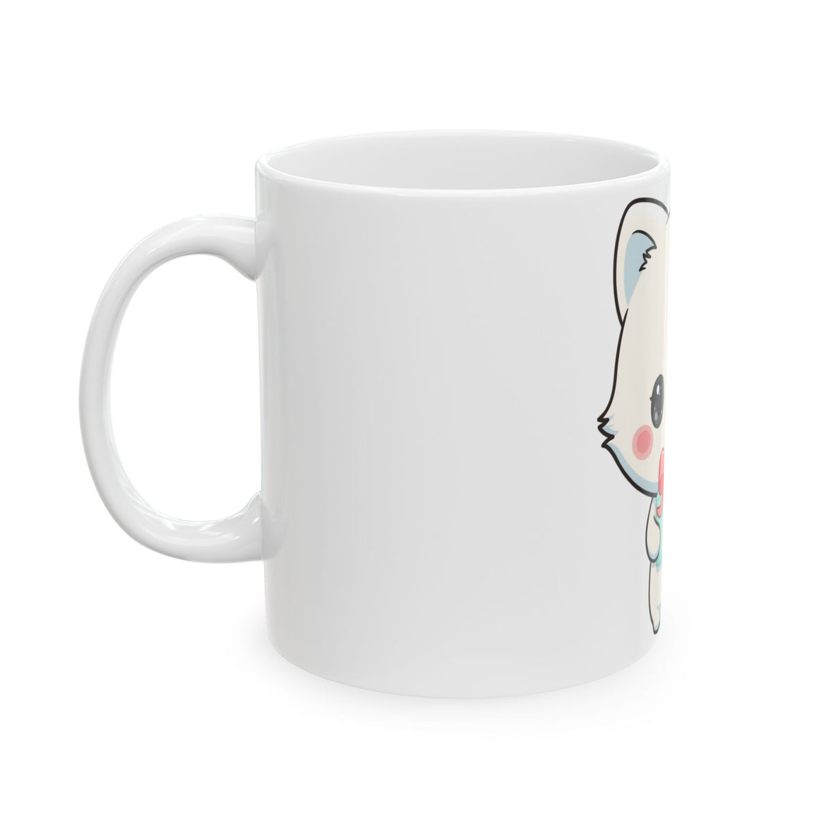 Kawaii Arctic Fox Mug with Gift Box, Cute Ceramic Cup