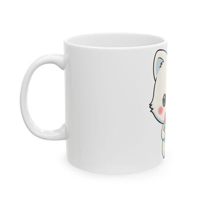 Kawaii Arctic Fox Mug with Gift Box, Cute Ceramic Cup