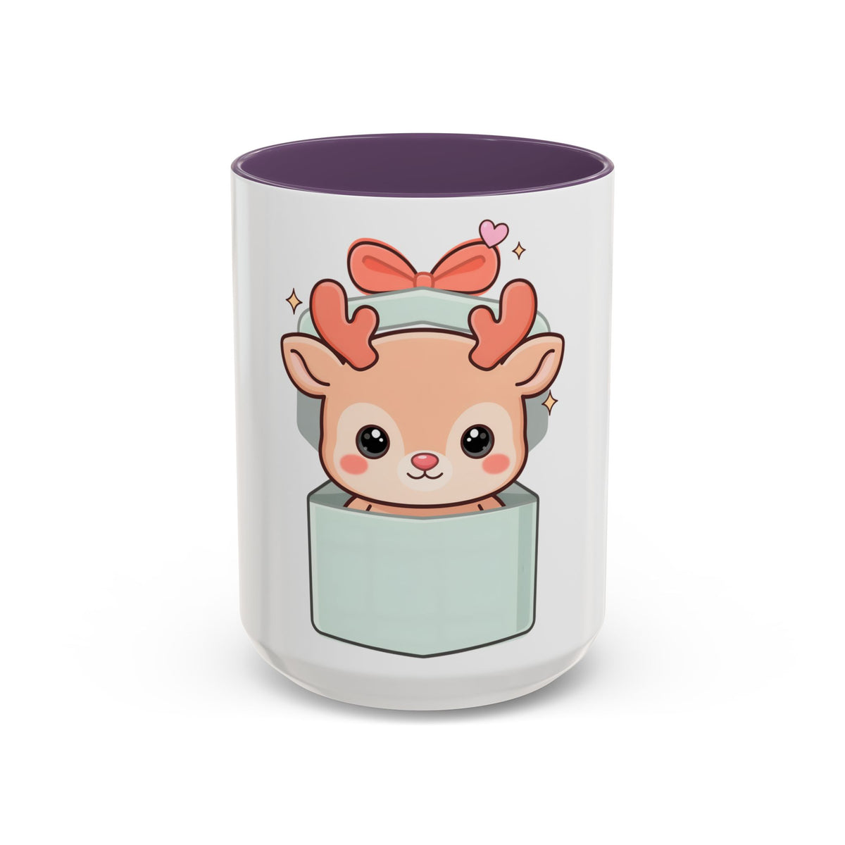 Kawaii Reindeer Christmas Mug, 11oz or 15oz Accent Coffee Mug