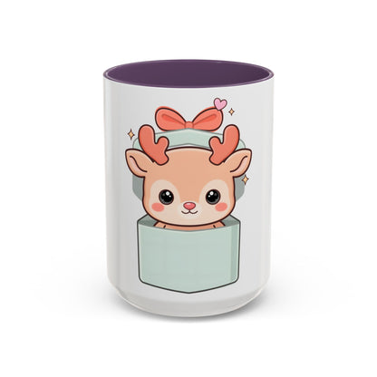 Kawaii Reindeer Christmas Mug, 11oz or 15oz Accent Coffee Mug
