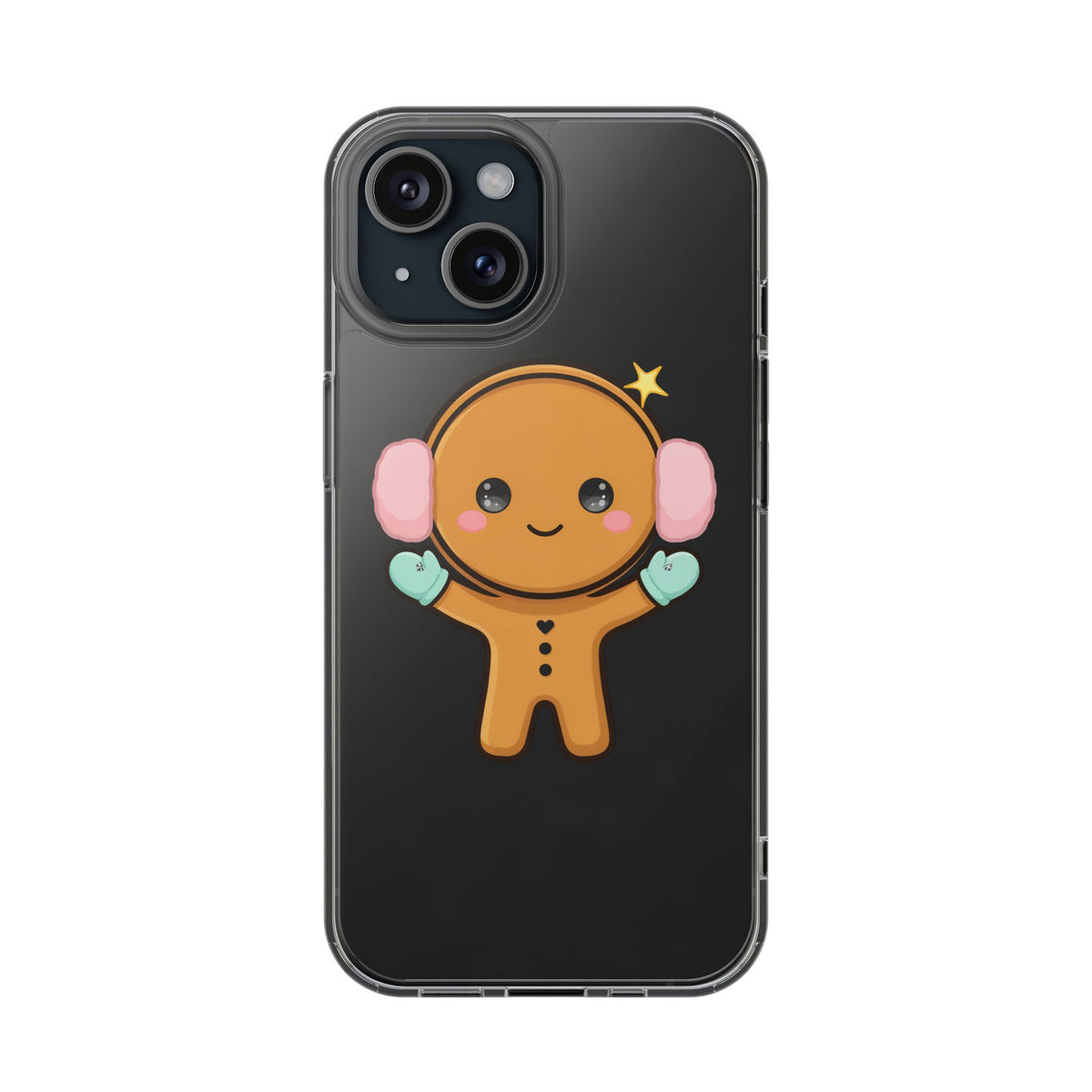 Kawaii Gingerbread Phone Case, Cute Winter Character