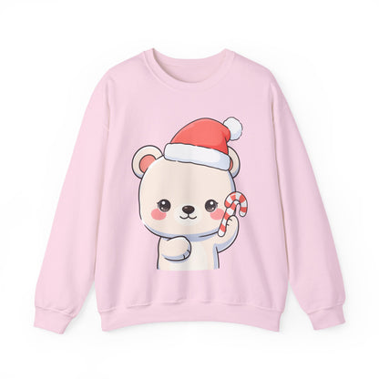 Kawaii Polar Bear Christmas Sweatshirt, Santa Cub Crewneck