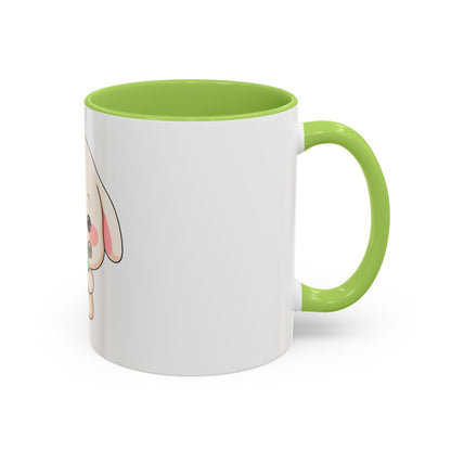 Kawaii Bunny Accent Coffee Mug, Cute Ice Cream Rabbit