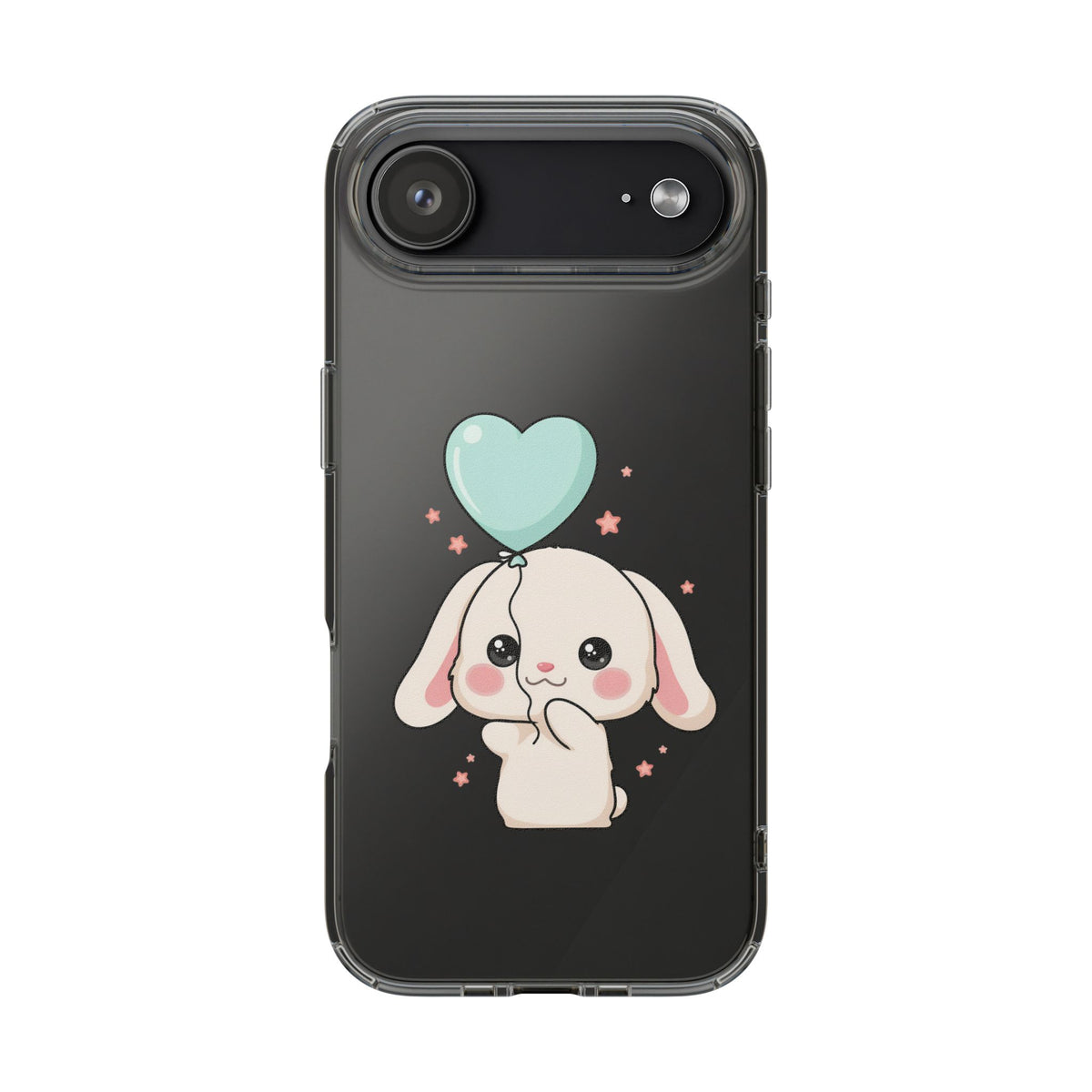 Kawaii Bunny Phone Case with Balloon, Clear Impact-Resistant