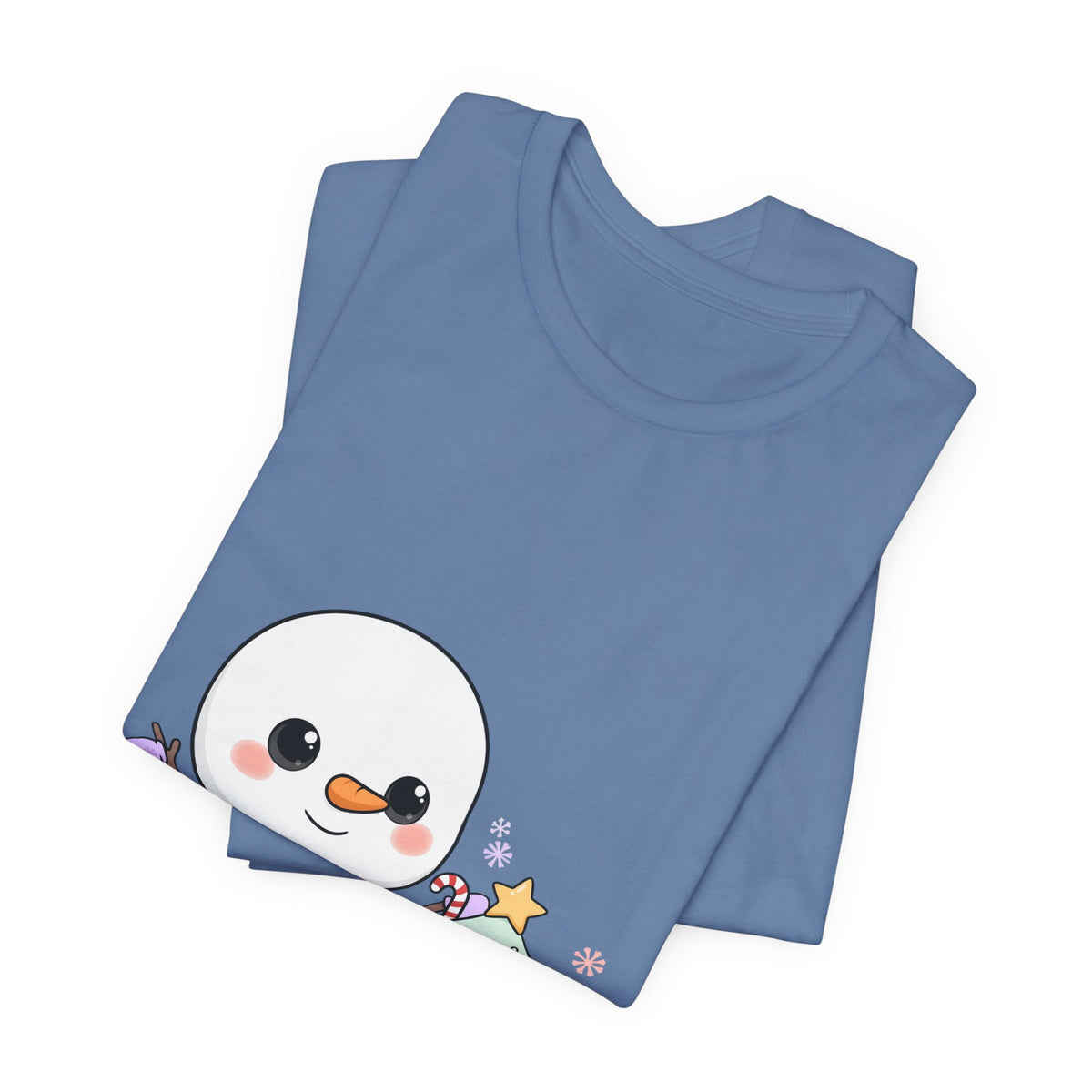 Kawaii Snowman Christmas T-Shirt for Festive Outfits