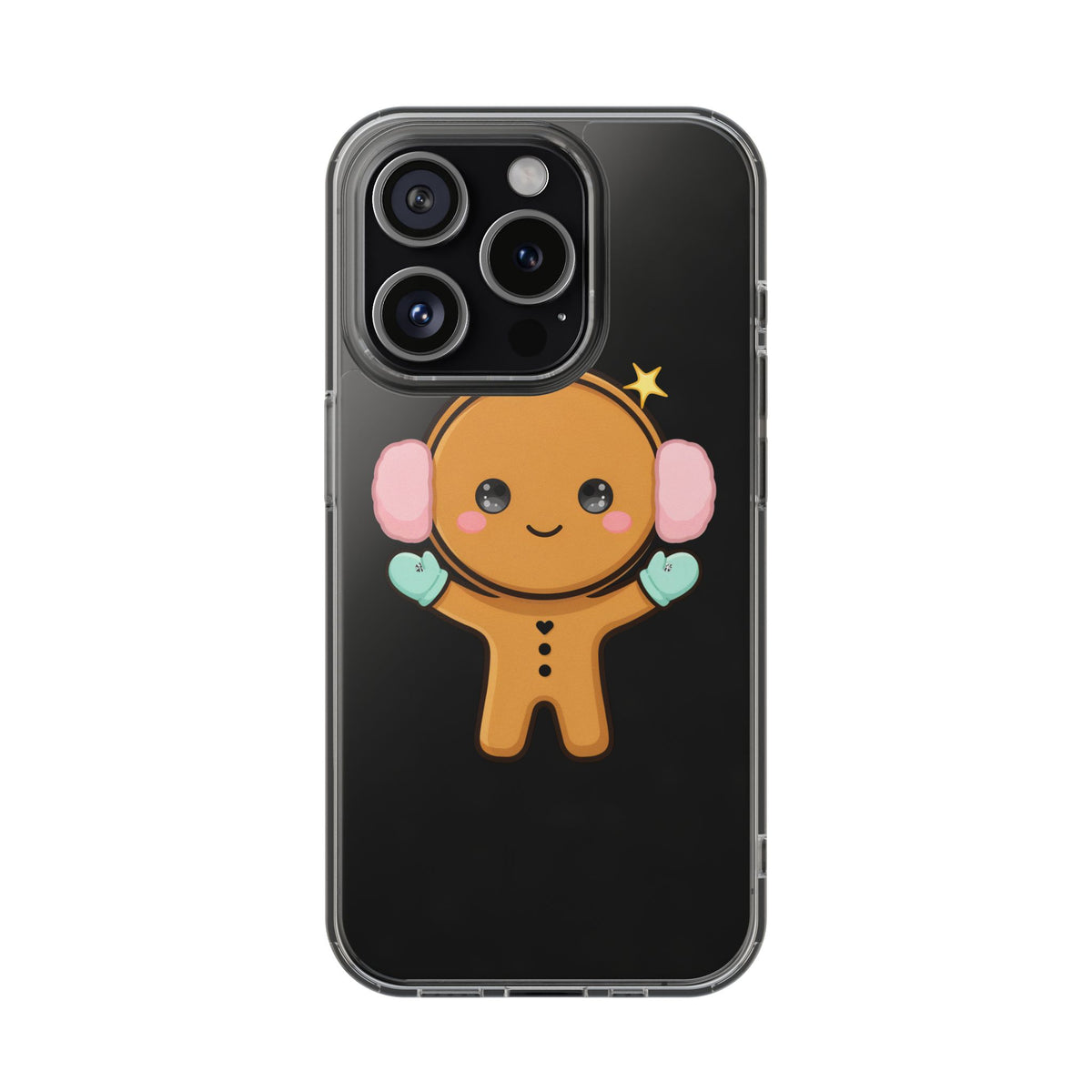 Kawaii Gingerbread Phone Case, Cute Winter Character